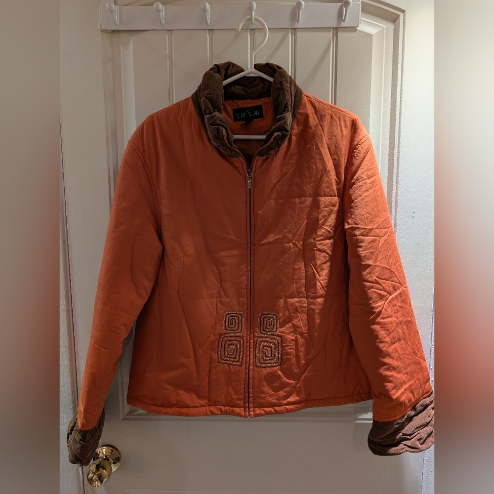 Women's Orange Quilted Puffer Jacket